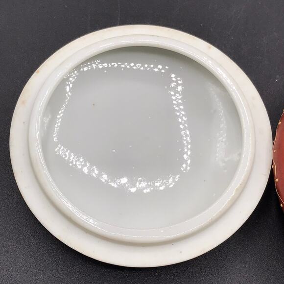 Antique Asian Hand Painted Moriage Porcelian Vanity Trinket Box Marked Foreign - Picture 4 of 10